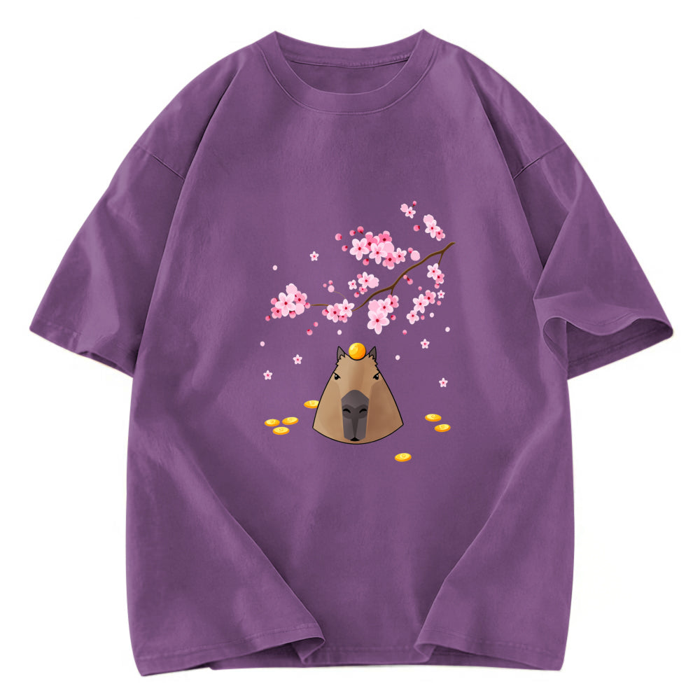 Tokyosol Sakura Cherry Blossom Japanese Washed T-Shirt