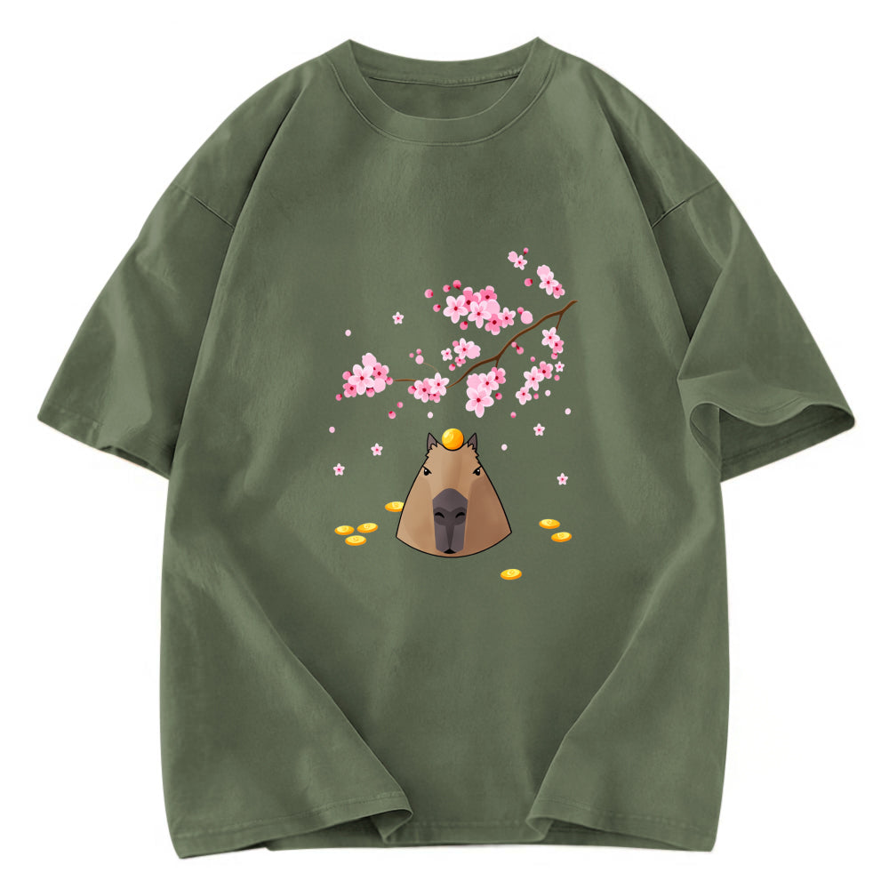 Tokyosol Sakura Cherry Blossom Japanese Washed T-Shirt