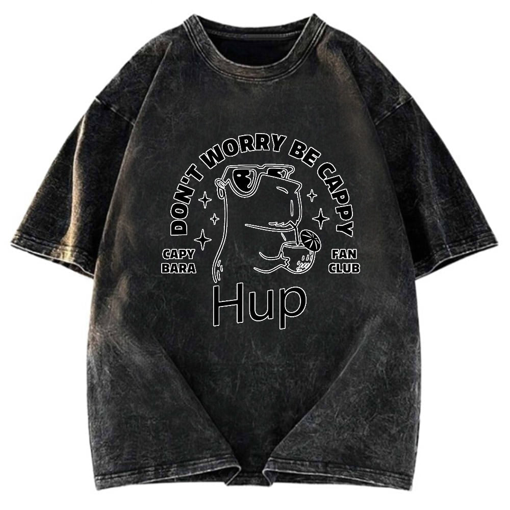 Tokyosol Capybara Be Cappy Funny Washed T-Shirt