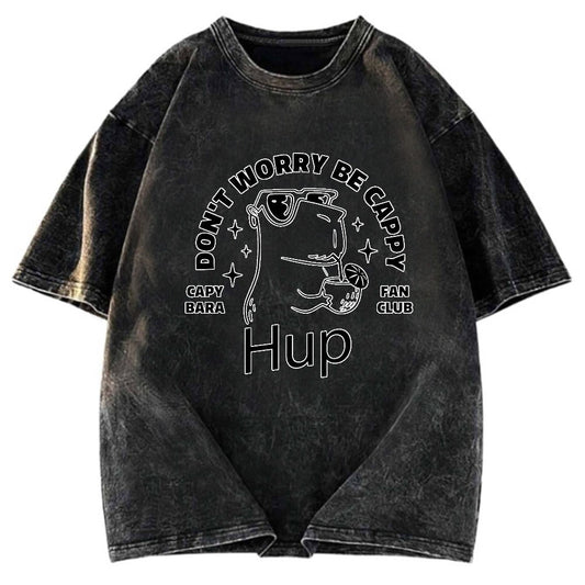 Tokyosol Capybara Be Cappy Funny Washed T-Shirt