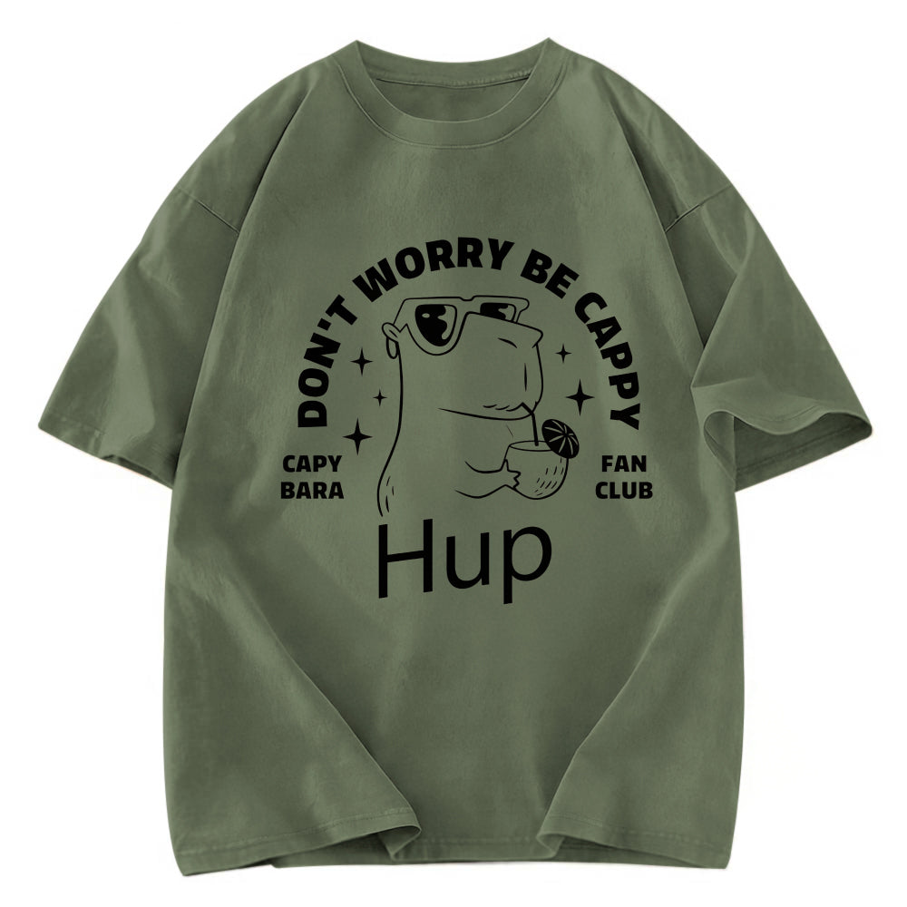 Tokyosol Capybara Be Cappy Funny Washed T-Shirt