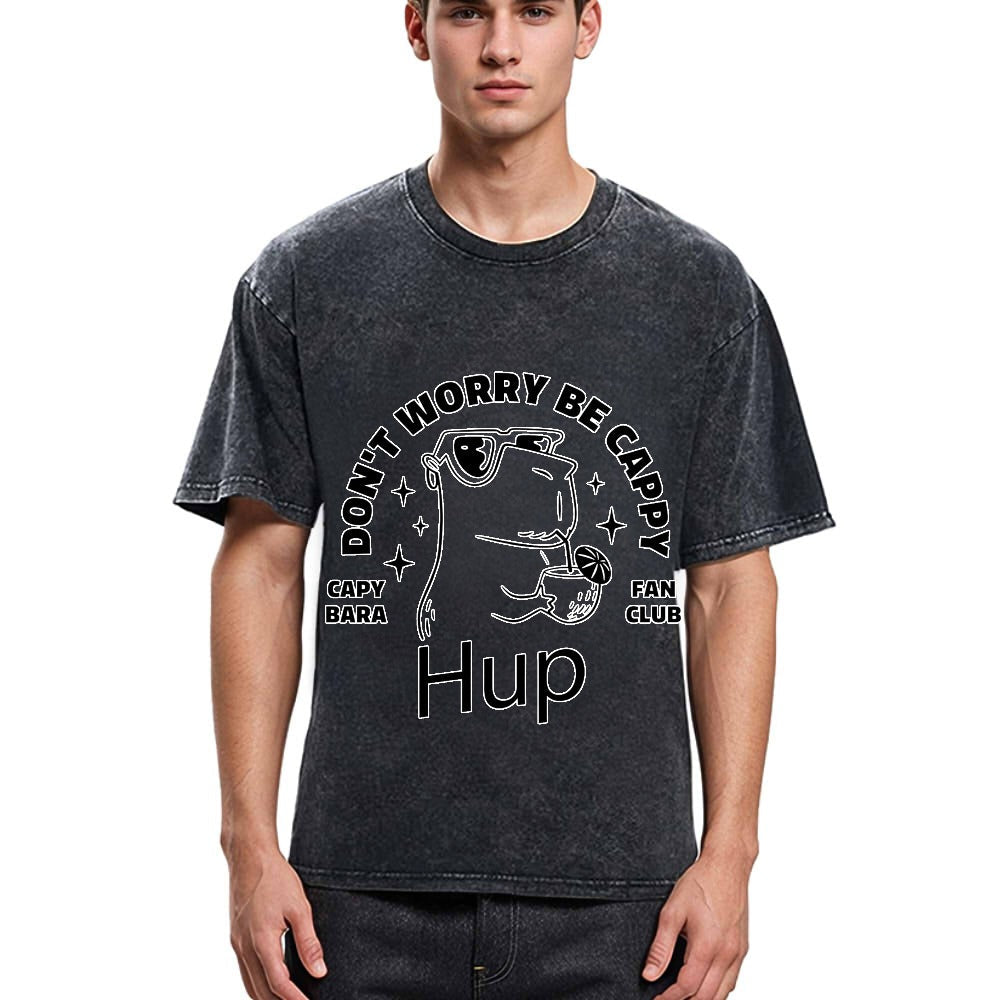 Tokyosol Capybara Be Cappy Funny Washed T-Shirt