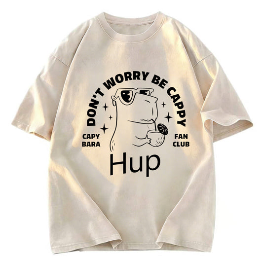 Tokyosol Capybara Be Cappy Funny Washed T-Shirt