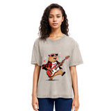 Tokyosol Cute Bear Guitar Valentine Washed T-Shirt