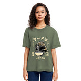 Tokyosol Retro Capybara Eating Ramen Japanese Washed T-Shirt