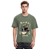 Tokyosol Retro Capybara Eating Ramen Japanese Washed T-Shirt