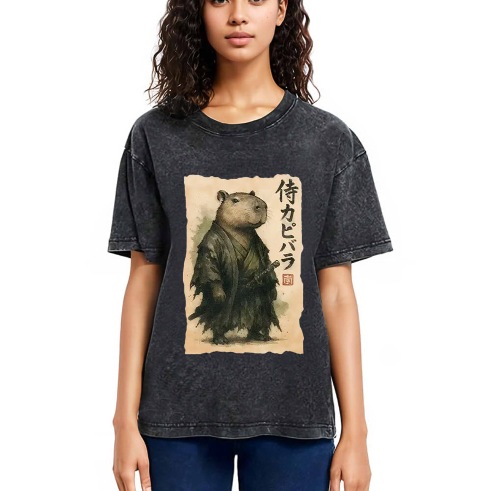 Tokyosol Capybara Samurai Washed T-Shirt