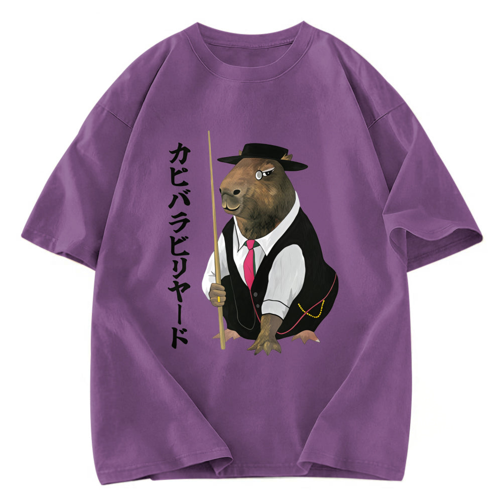 Tokyosol Capybara Billiards Player Washed T-Shirt
