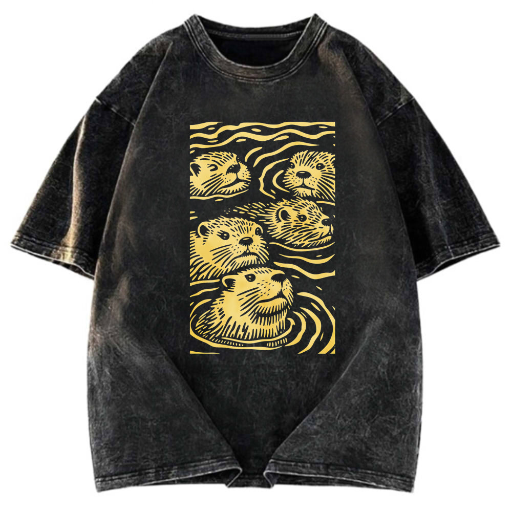Tokyosol Woodcut Otter Washed T-Shirt