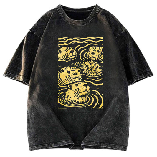 Tokyosol Woodcut Otter Washed T-Shirt