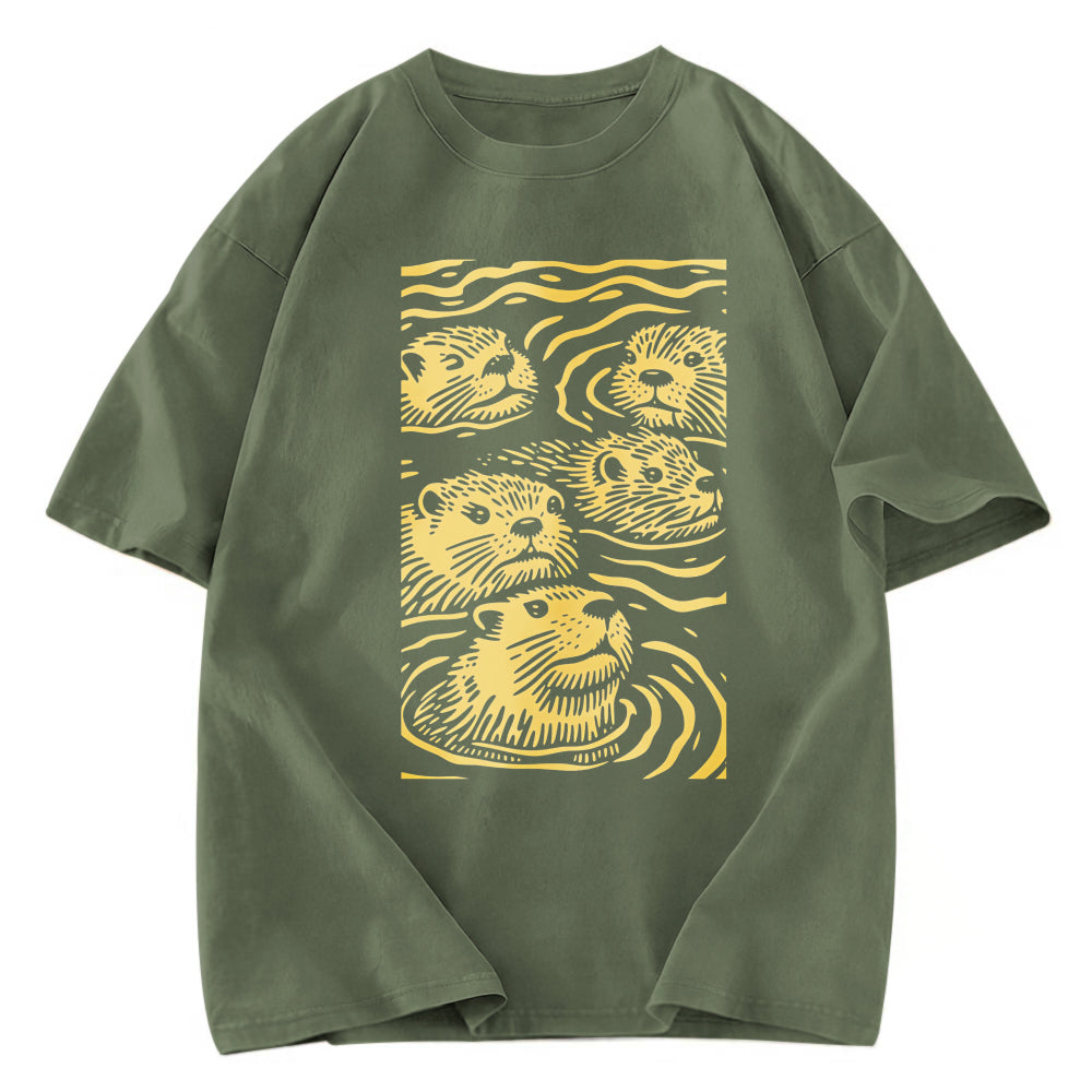 Tokyosol Woodcut Otter Washed T-Shirt