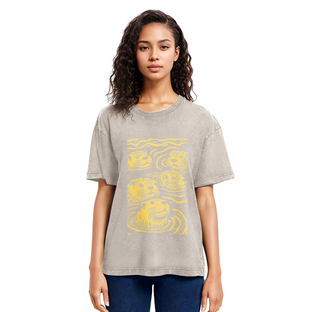Tokyosol Woodcut Otter Washed T-Shirt