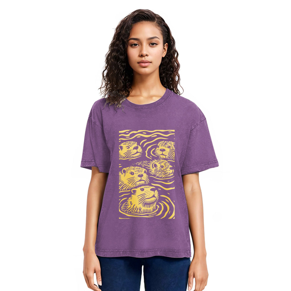 Tokyosol Woodcut Otter Washed T-Shirt