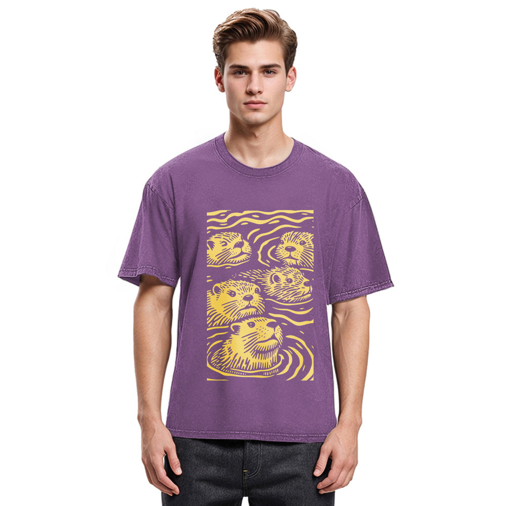 Tokyosol Woodcut Otter Washed T-Shirt