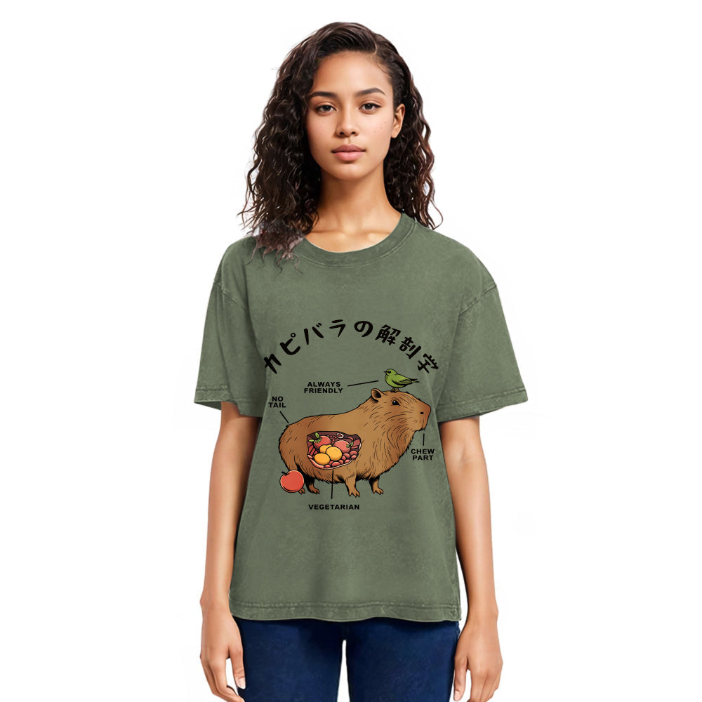Tokyosol Capybara Anatomy Washed T-Shirt