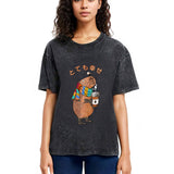 Tokyosol Capybara Drinking Coffee Washed T-Shirt