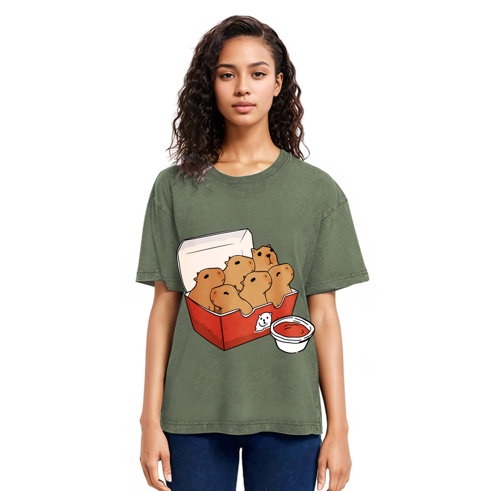 Tokyosol Capybara With Tomato Sauce Washed T-Shirt