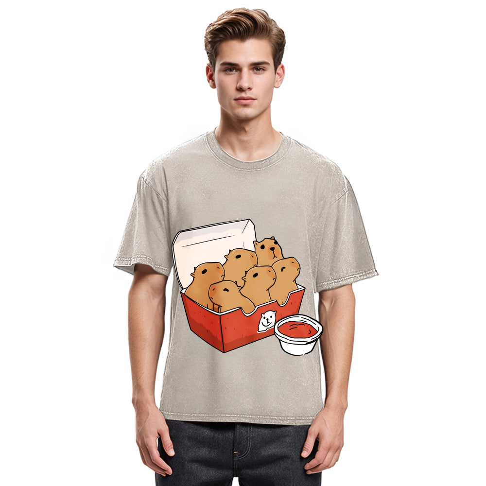 Tokyosol Capybara With Tomato Sauce Washed T-Shirt