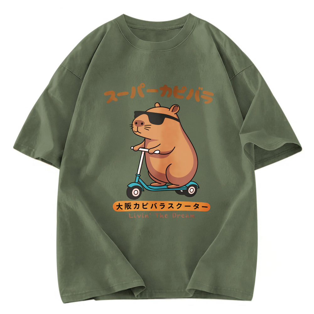 Tokyosol Osaka Capybara Scooter Washed T-Shirt