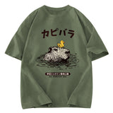 Tokyosol Relaxed Hot Spring Capybara Washed T-Shirt