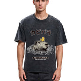 Tokyosol Relaxed Hot Spring Capybara Washed T-Shirt