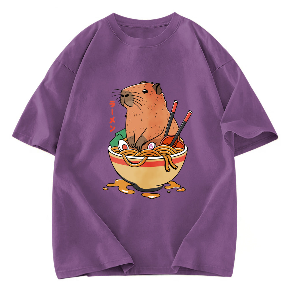 Tokyosol Capybara Ramen Funny Washed T-Shirt
