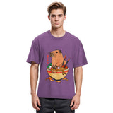 Tokyosol Capybara Ramen Funny Washed T-Shirt