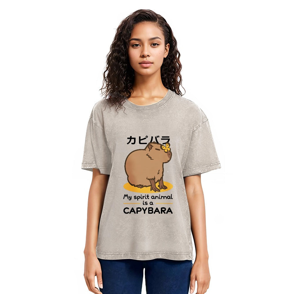 Tokyosol Spirit Animal Capybara Washed T-Shirt