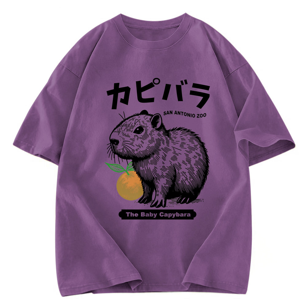 Tokyosol Cute Baby Capybara Washed T-Shirt