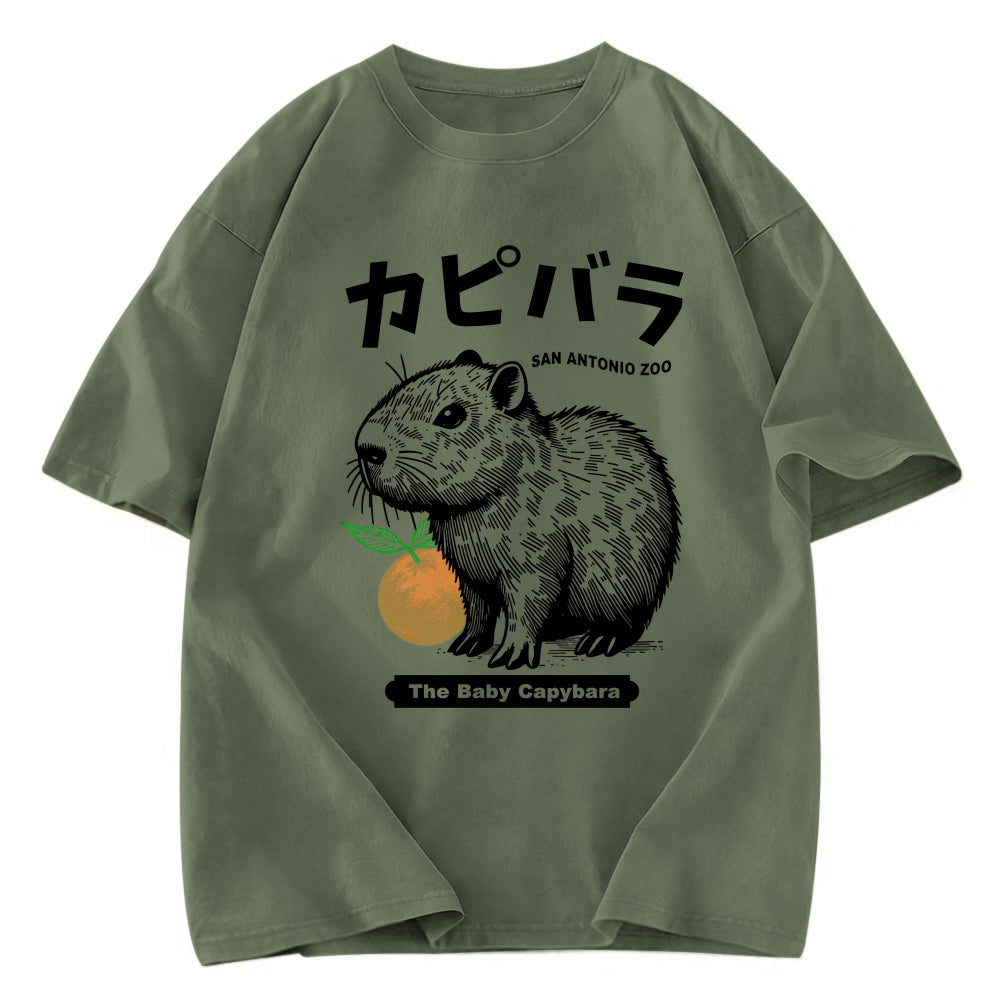 Tokyosol Cute Baby Capybara Washed T-Shirt