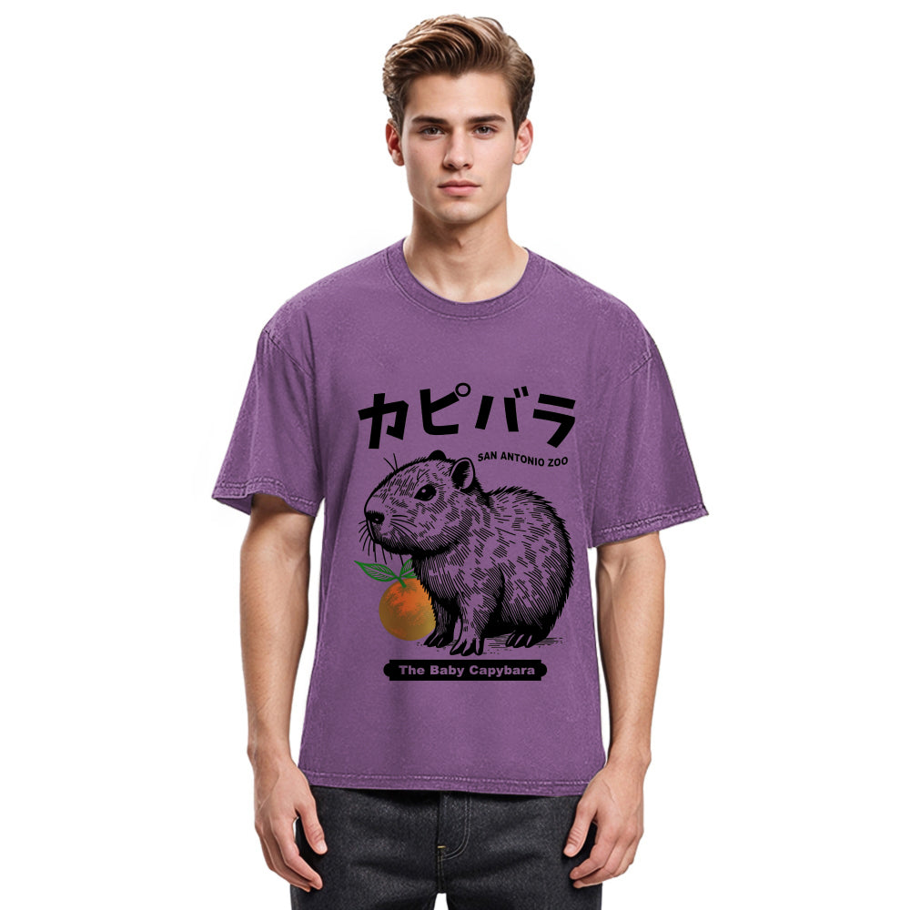 Tokyosol Cute Baby Capybara Washed T-Shirt