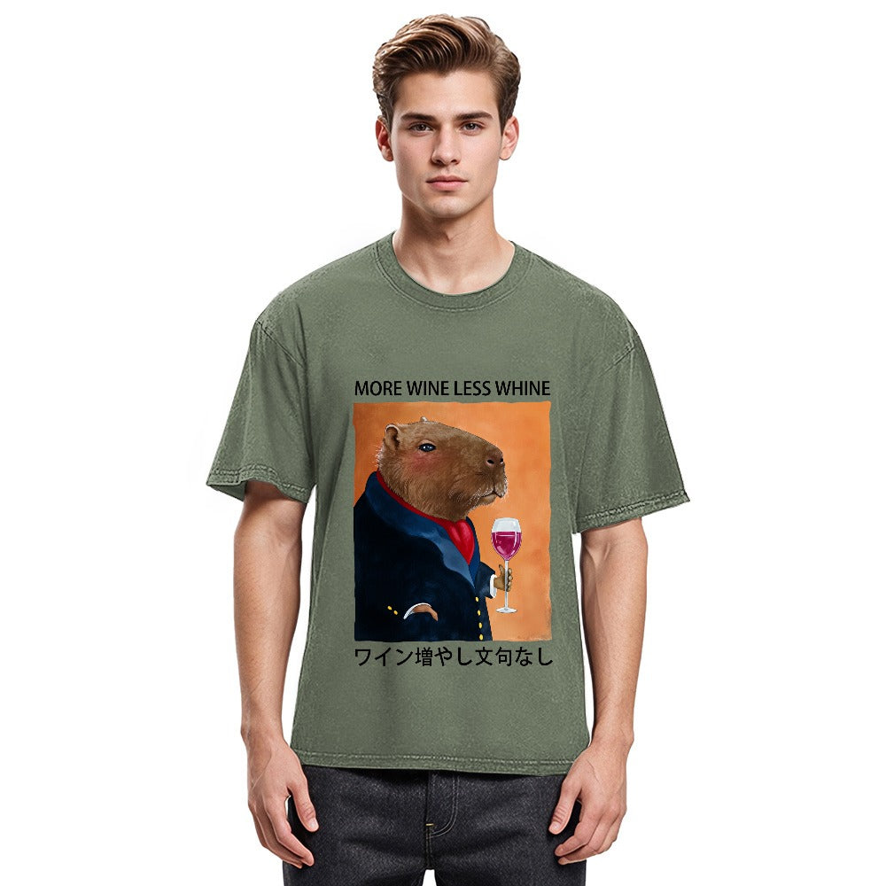 Tokyosol Capybara More Wine Less Whine Washed T-Shirt