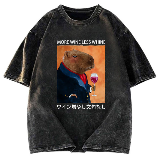 Tokyosol Capybara More Wine Less Whine Washed T-Shirt