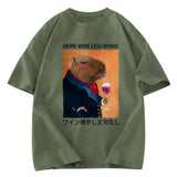 Tokyosol Capybara More Wine Less Whine Washed T-Shirt