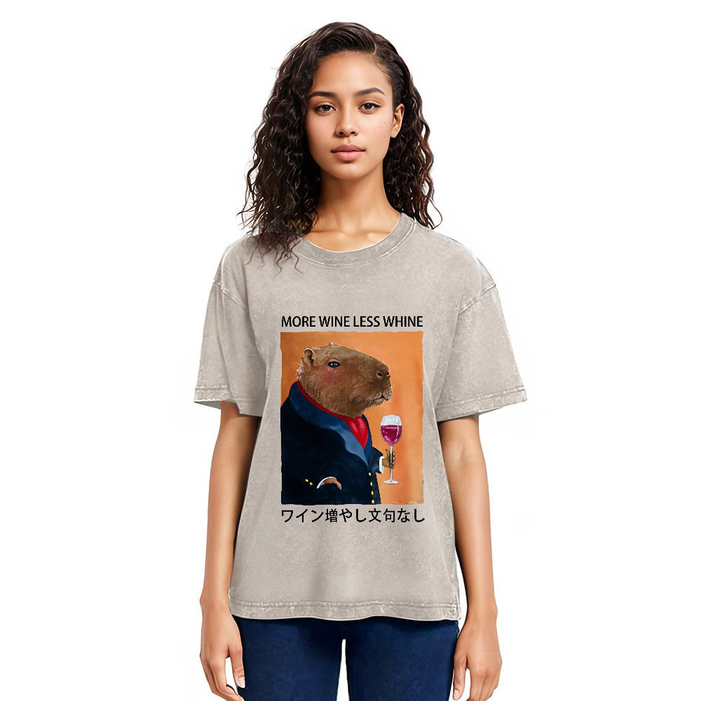 Tokyosol Capybara More Wine Less Whine Washed T-Shirt