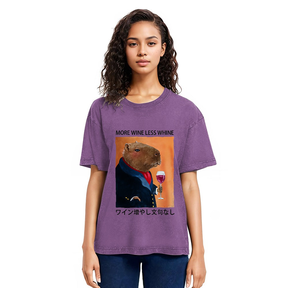 Tokyosol Capybara More Wine Less Whine Washed T-Shirt
