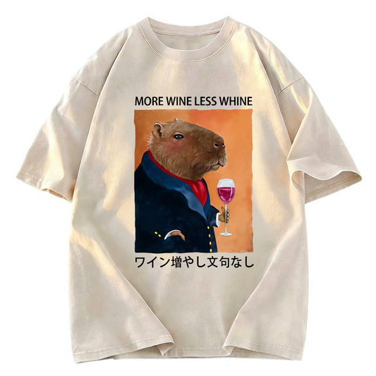 Tokyosol Capybara More Wine Less Whine Washed T-Shirt