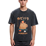 Tokyosol Capybara Soaking In Hot Springs Washed T-Shirt