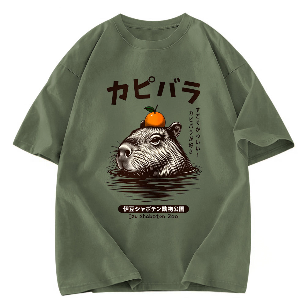 Tokyosol Capybara Hot Spring Washed T-Shirt