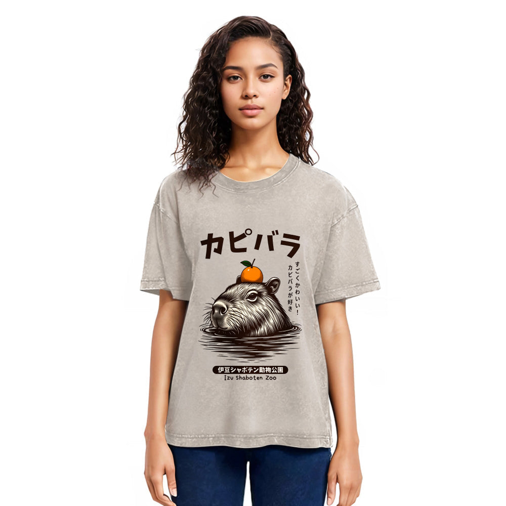 Tokyosol Capybara Hot Spring Washed T-Shirt