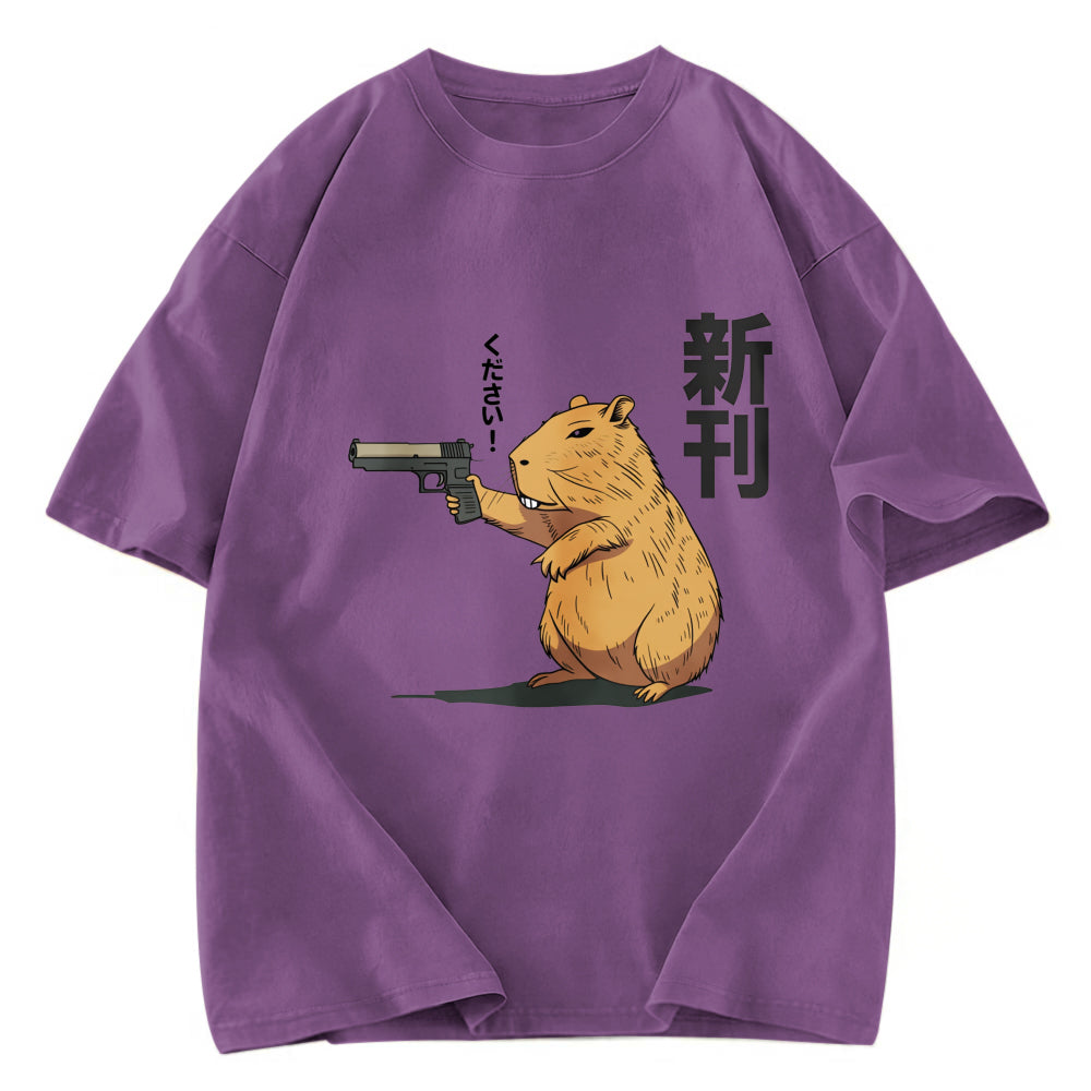 Tokyosol Capybara Holding A Gun Washed T-Shirt