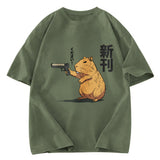 Tokyosol Capybara Holding A Gun Washed T-Shirt