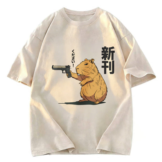 Tokyosol Capybara Holding A Gun Washed T-Shirt