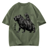 Tokyosol Mouse Riding A Capybara Washed T-Shirt