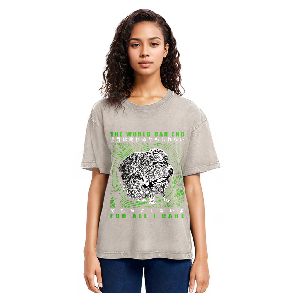 Tokyosol World Can End For All I Care Washed T-Shirt