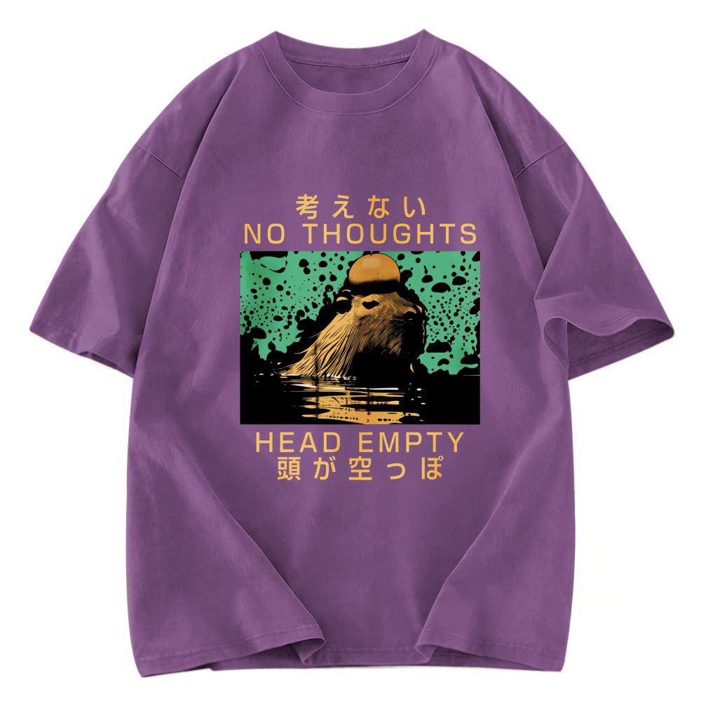 Tokyosol Capybara No Thoughts Head Empty Washed T-Shirt