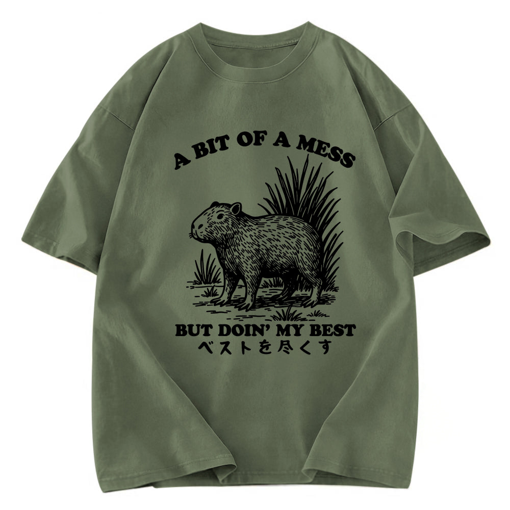 Tokyosol Capybara Doing Its Best Washed T-Shirt