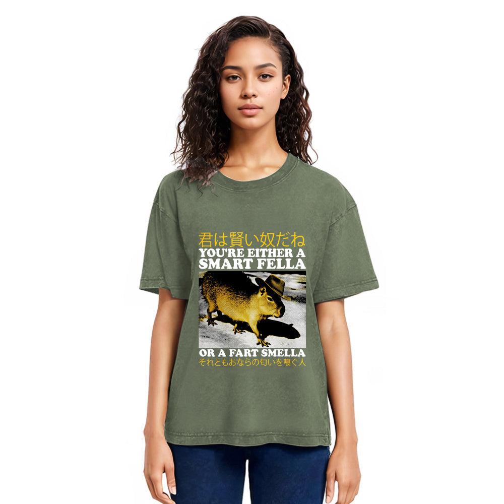 Tokyosol Japanese Smart Fella Capybara Washed T-Shirt