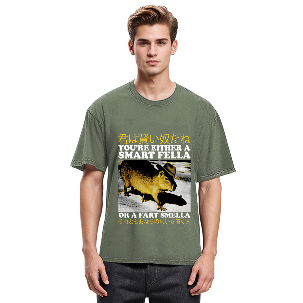 Tokyosol Japanese Smart Fella Capybara Washed T-Shirt