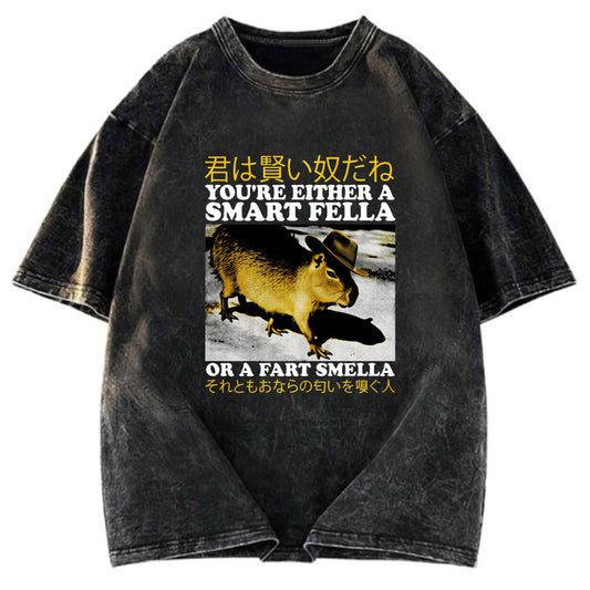 Tokyosol Japanese Smart Fella Capybara Washed T-Shirt